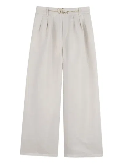 Chloé Kids' Chain Pleated Trousers In White