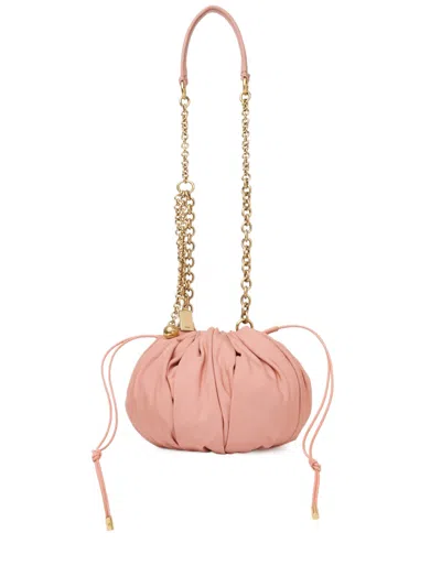 Chloé Beige Plisse Medium Shoulder Bag In Pink