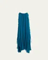 Chloé Chain-strap Organic Silk Mousseline Gown In Blue