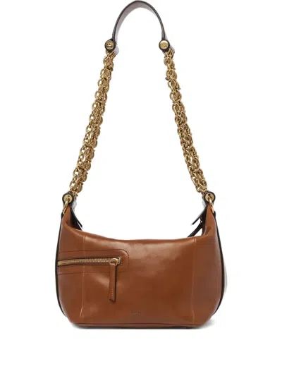 Chloé Chain-trimmed Leather Bag In Brown