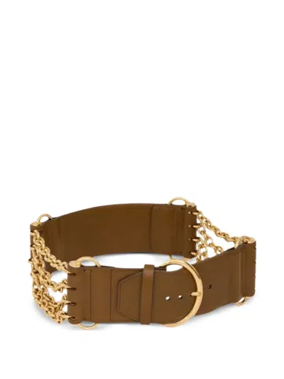 Chloé Chain-detail Belt In Brown