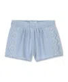 Chloé Chambray Embroidered Shorts In Blue