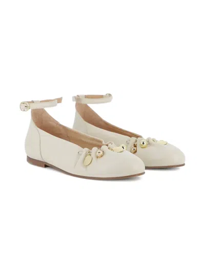 Chloé Kids Embellished Leather Ballet Flats In Multi