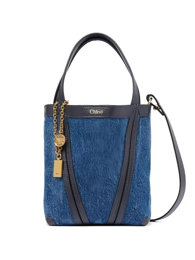 Chloé Charm Detail Small Tote Bag In Blue
