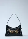 Chloé Logo Charm Hobo Bag In Shiny Leather In Black