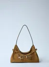 Chloé Womens Gold Khaki Charms Suede Hobo Bag In Brown