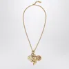 Chloé Metallic Necklace With Rear Hook Closure And Three Logo Charms In Brass Woman In Gold