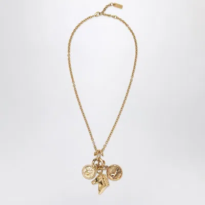 Chloé Charm Necklace In Vintage Gold Brass