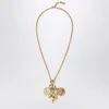 Chloé Metallic Necklace With Rear Hook Closure And Three Logo Charms In Brass Woman In Gold