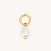 Chloé Alphabet Pearl Charm In Pearl & Brass In Gold