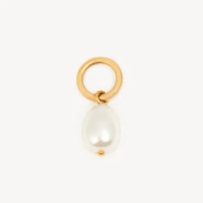 Chloé Alphabet Pearl Charm In Pearl & Brass In Gold