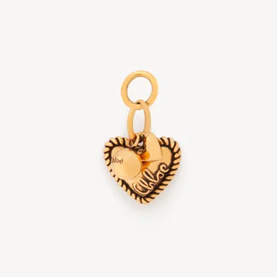 Chloé Pearl & Heart Charm In Brass In Gold