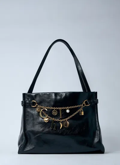 Chloé Charm Shoulder Hobo Bag In Black