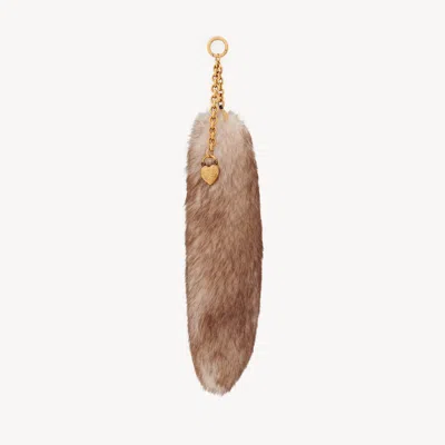 Chloé Charm Treasure Tails En Shearling, Laiton Et Zamak In Brown