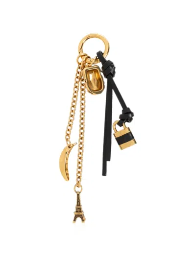 Chloé Charm-detail Leather Keychain In Gold