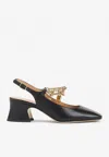 Chloé Charms 55 Chain-embellished Leather Pumps In Black