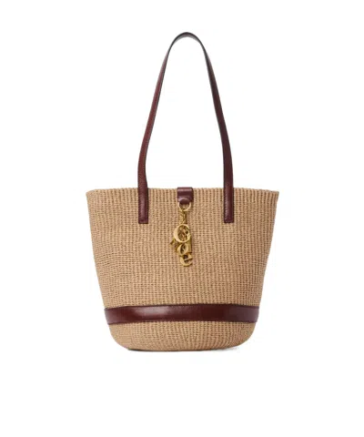 Chloé Charms Basket Bag In Natural Fibers In Brown