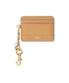 Chloé Charms Card Holder In Grained Leather In Brown