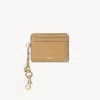 Chloé Charms Card Holder In Grained Leather In Brown