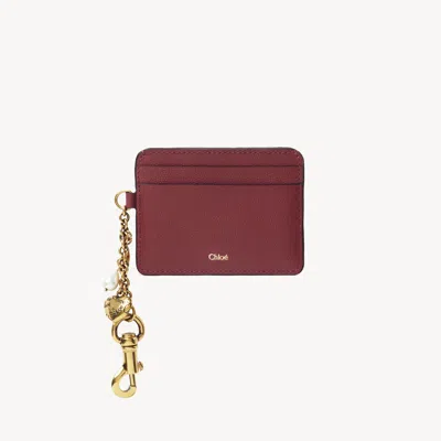 Chloé Charms Card Holder In Grained Leather Red Size Onesize 100% Calf-skin Leather