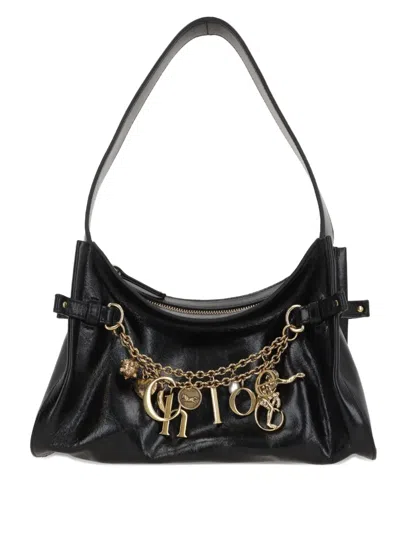 Chloé Charms Embellished Leather Shoulder Bag In Black