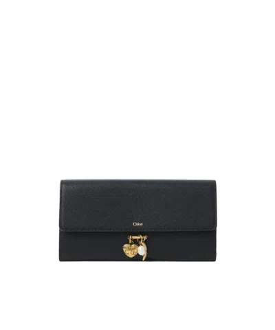 Chloé Charms Embellished Wallet In Black
