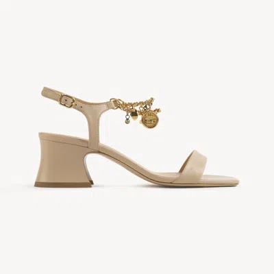 Chloé Charms Heeled Sandal Pink Size 8 100% Calf-skin Leather