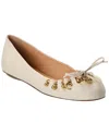 Chloé Chloe Charms Leather Ballerina Flat In White