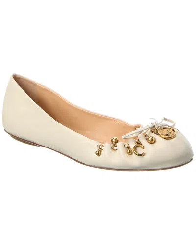 Chloé Charms Leather Ballerina Flat In White