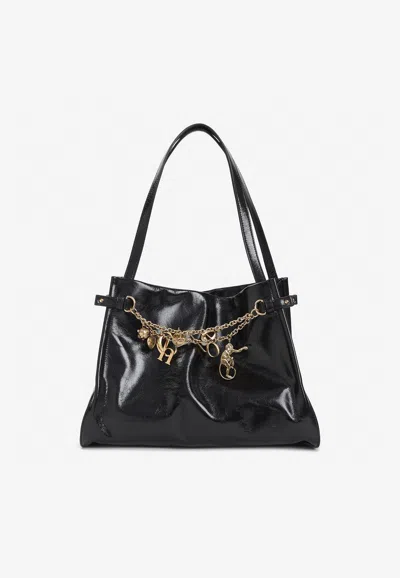 Chloé Charms Leather Shoulder Bag In Black