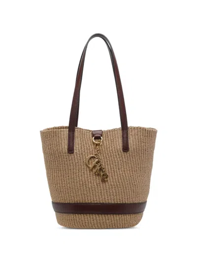 Chloé Charms Logo-pendant Tote Bag In Brown