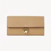 Chloé Charms Long Wallet With Flap In Grained Leather Beige Size Onesize 100% Calf-skin Leather