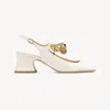 Chloé Charms Pump Beige Size 7.5 100% Calf-skin Leather