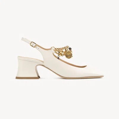 Chloé Charms Pump Beige Size 7.5 100% Calf-skin Leather