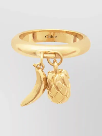 Chloé Charms Ring With Pineapple And Banana In Gold