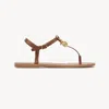 Chloé Charms Sandal Brown Size 8 100% Calf-skin Leather