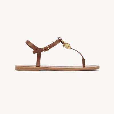 Chloé Charms Sandal Brown Size 8 100% Calf-skin Leather