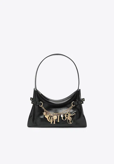 Chloé Charms Shiny Leather Shoulder Bag In Black
