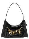Chloé Logo Charm Hobo Bag In Shiny Leather In Black