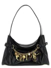 Chloé Logo Charm Hobo Bag In Shiny Leather In Black