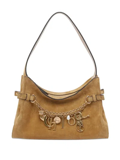 Chloé Charms Suede Shoulder Bag In Brown