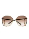 Chloé Chloe Women Platinum Metal Aly Sunglasses In 金色
