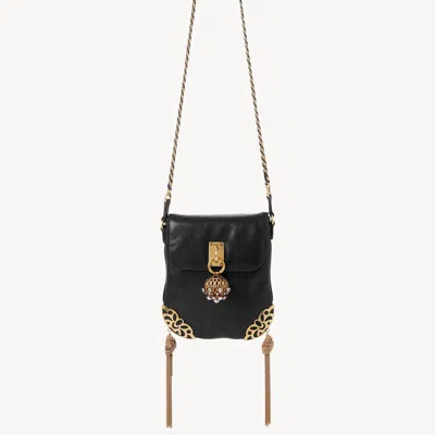 Chloé Château Treasures Chain Flap Bag In Grained Leather In Black