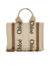 Chloé Woody Linen Small Tote Bag In Brown
