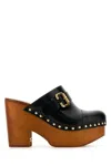 Chloé Chloe Jeannette Leather Wedge Clog In Black