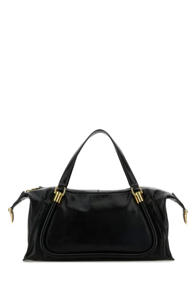 Chloé Chloe Women Black Leather Paraty 24 Shopping Bag
