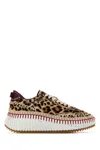 Chloé Nama Embroidered Grosgrain And Leather-trimmed Leopard-print Calf Hair Sneakers In Junglebrown