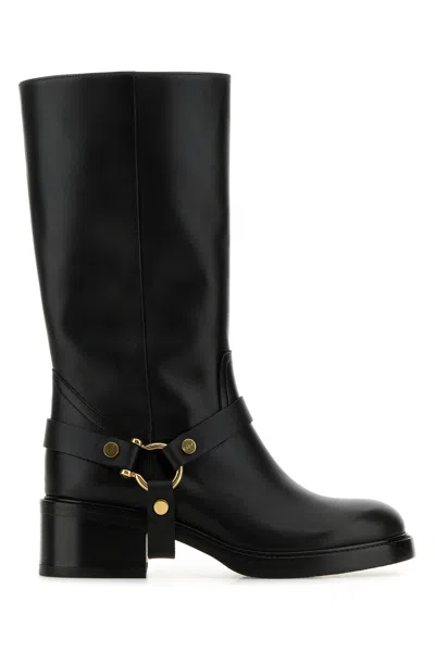 CHLOÉ CHLOE BLACK LEATHER DAKOTA BOOTS