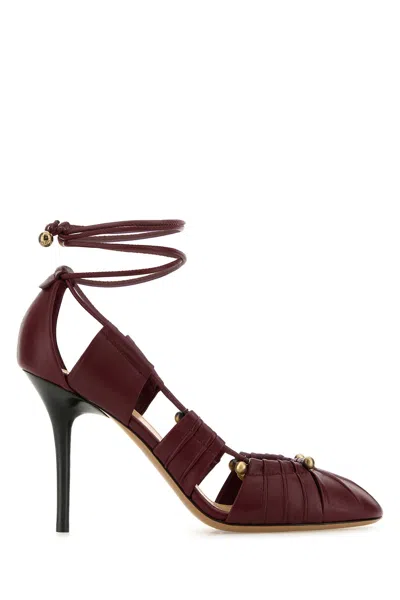 CHLOÉ SCARPE CON TACCO LUNA IN PELLE BORDEAUX  DONNA
