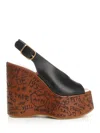 Chloé Maxime Wedge Sandals In Black